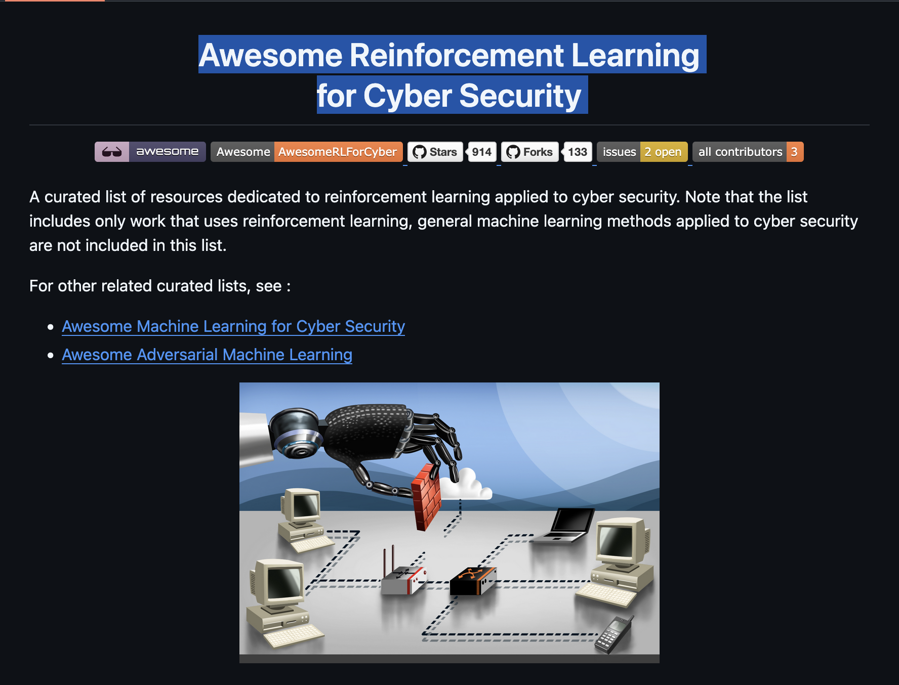 Awesome Reinforcement Learningfor Cyber Security